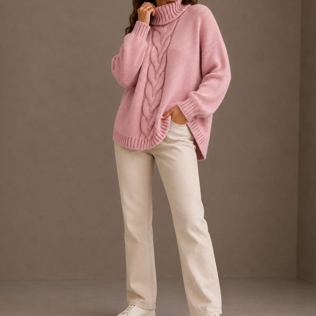 Victoria | Women's Chunky Cable Knit Turtleneck Sweater