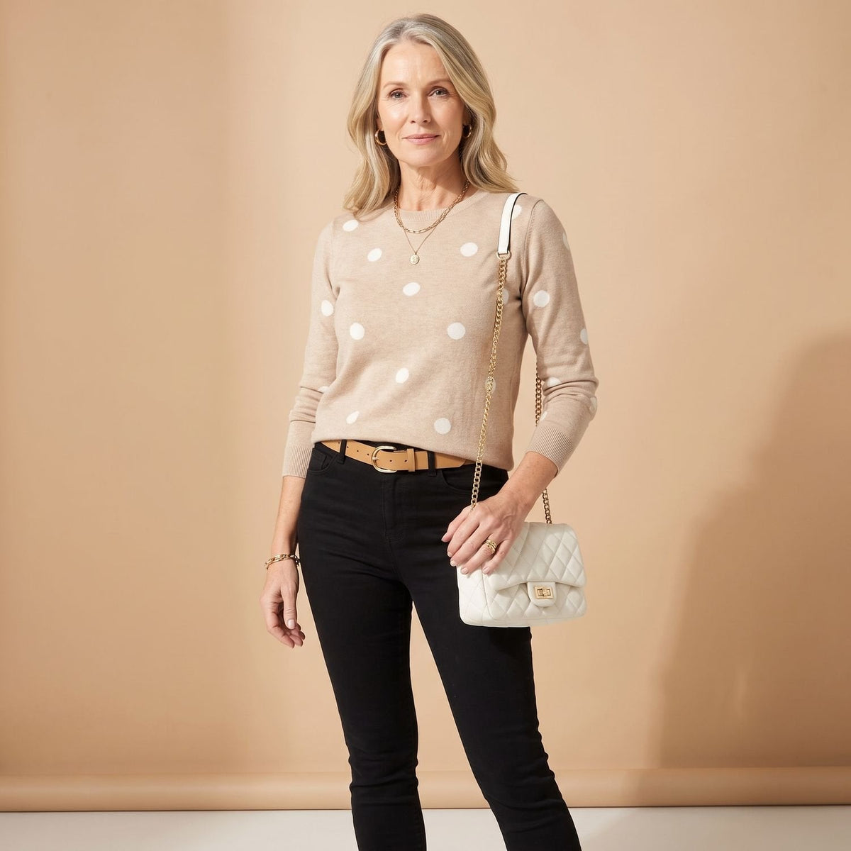 Harper | Women's Relaxed Crewneck Polka Dot Knit Sweater