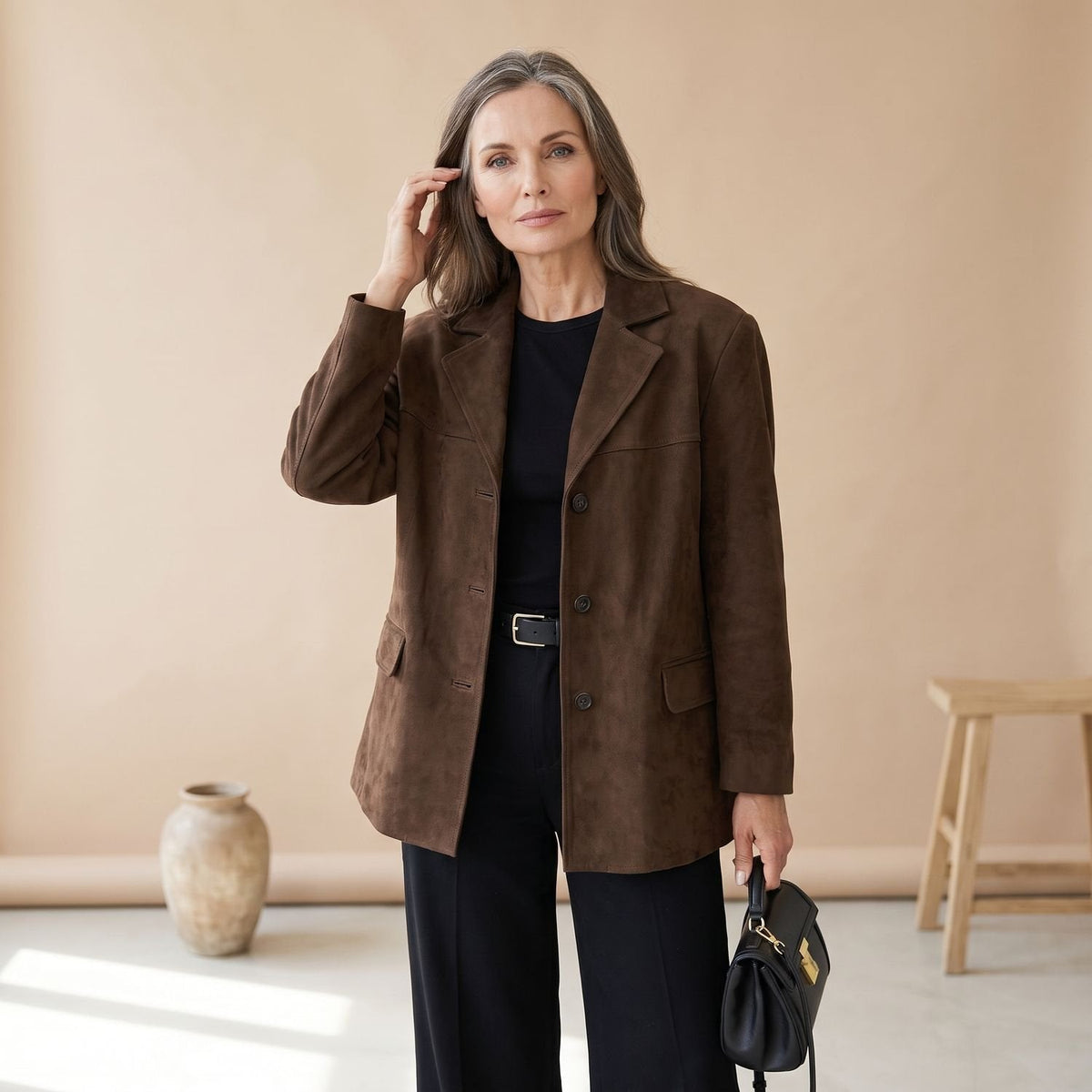 Olivia | Women's Casual Faux Suede Blazer with Notch Lapels