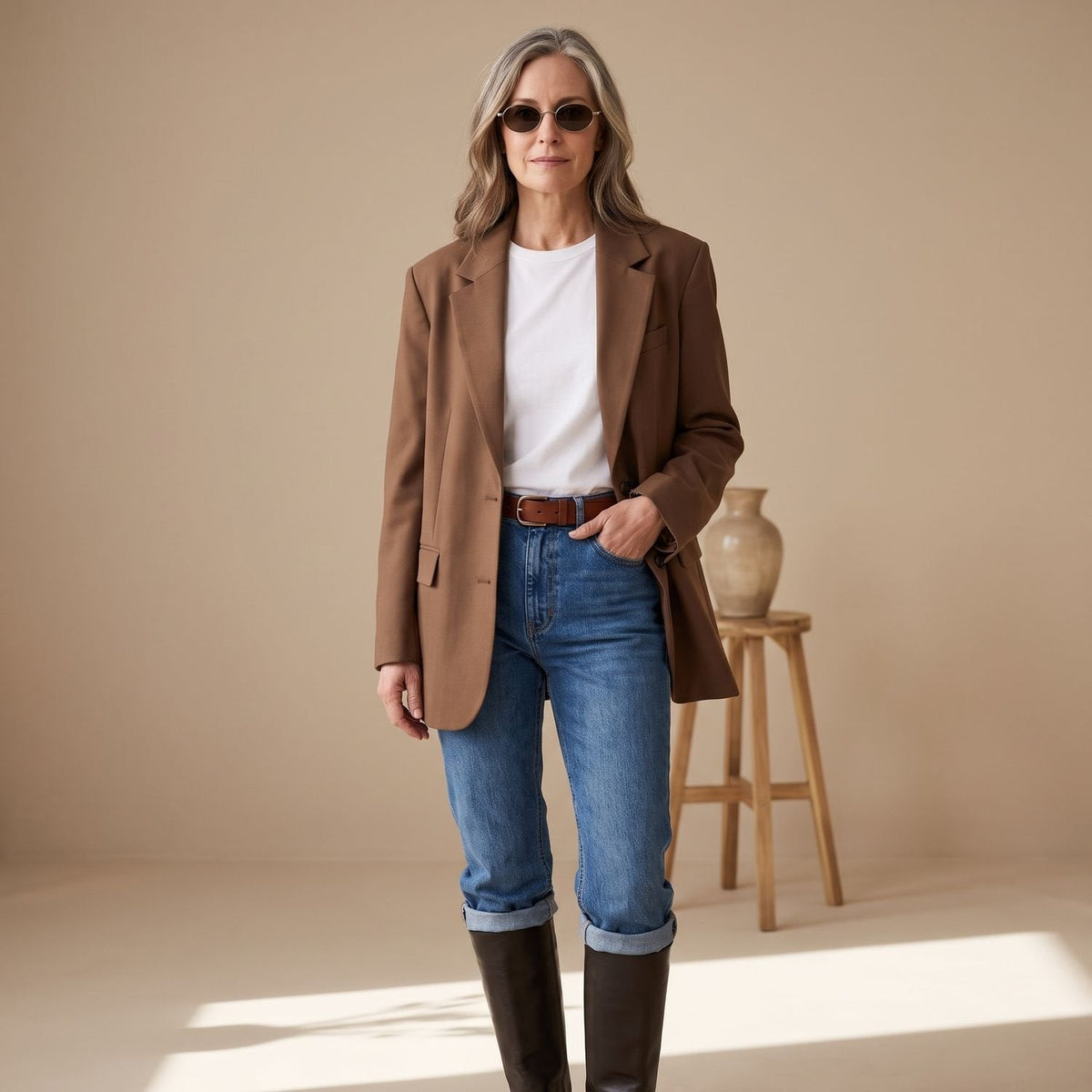 Olivia | Women's Casual Faux Suede Blazer with Notch Lapels