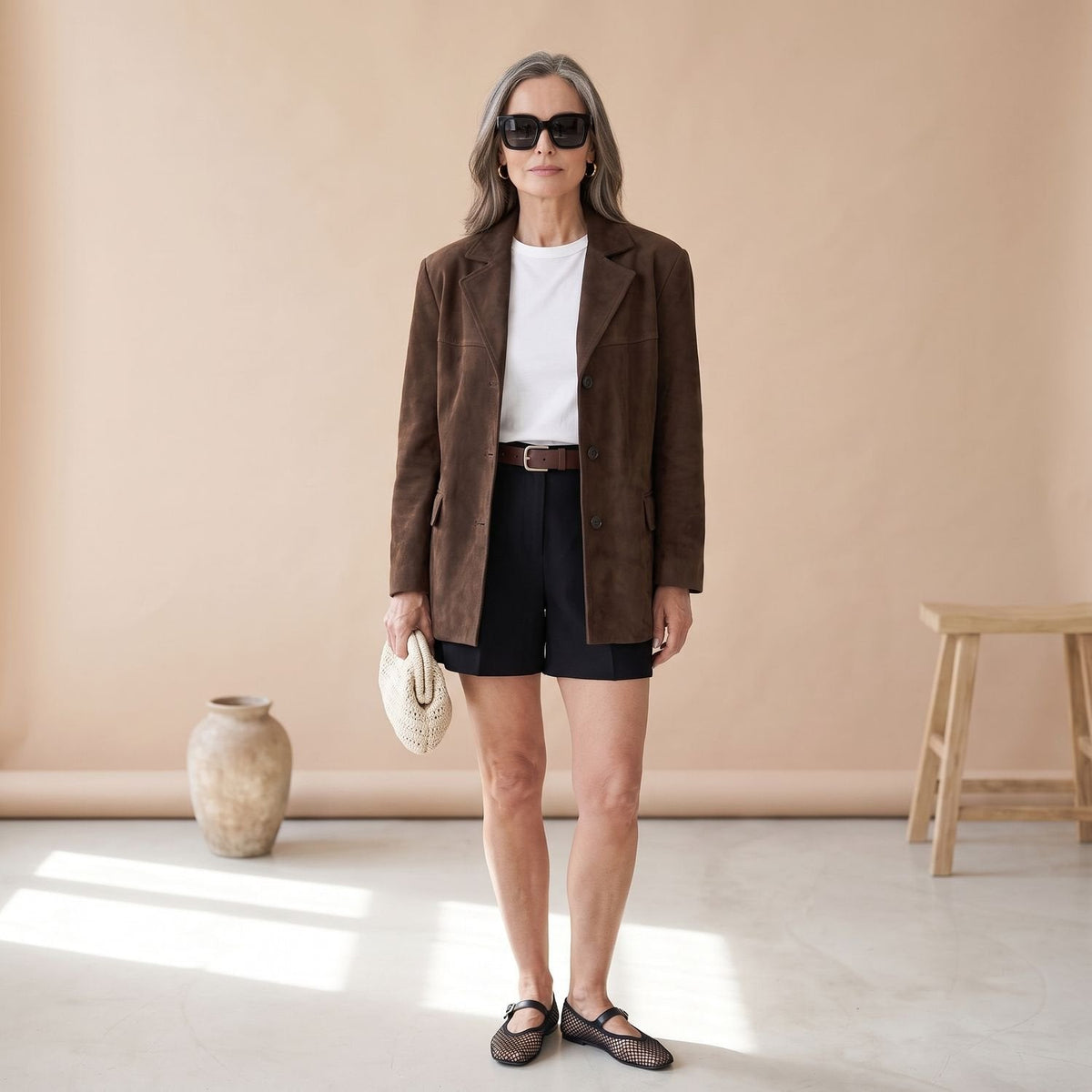 Olivia | Women's Casual Faux Suede Blazer with Notch Lapels