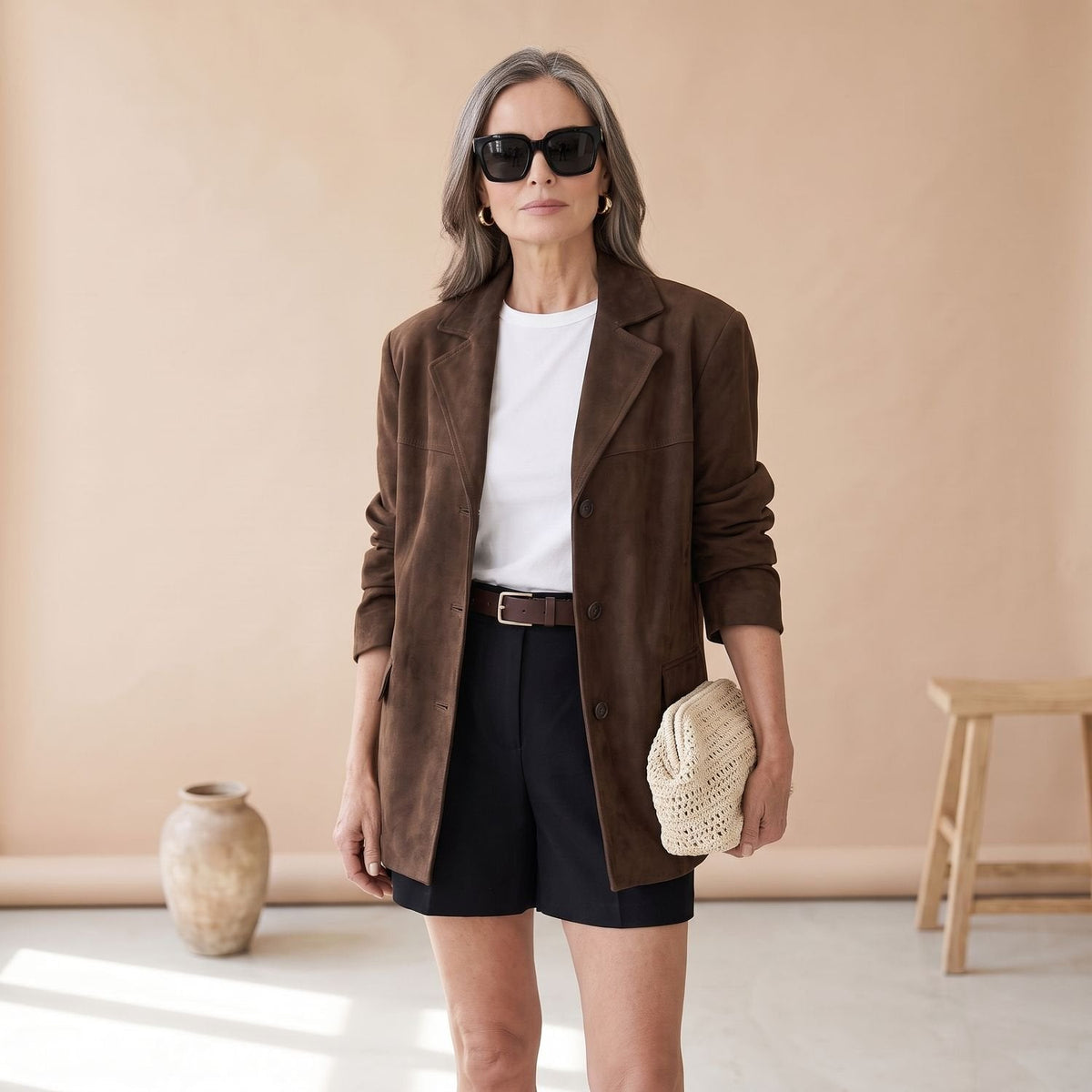 Olivia | Women's Casual Faux Suede Blazer with Notch Lapels