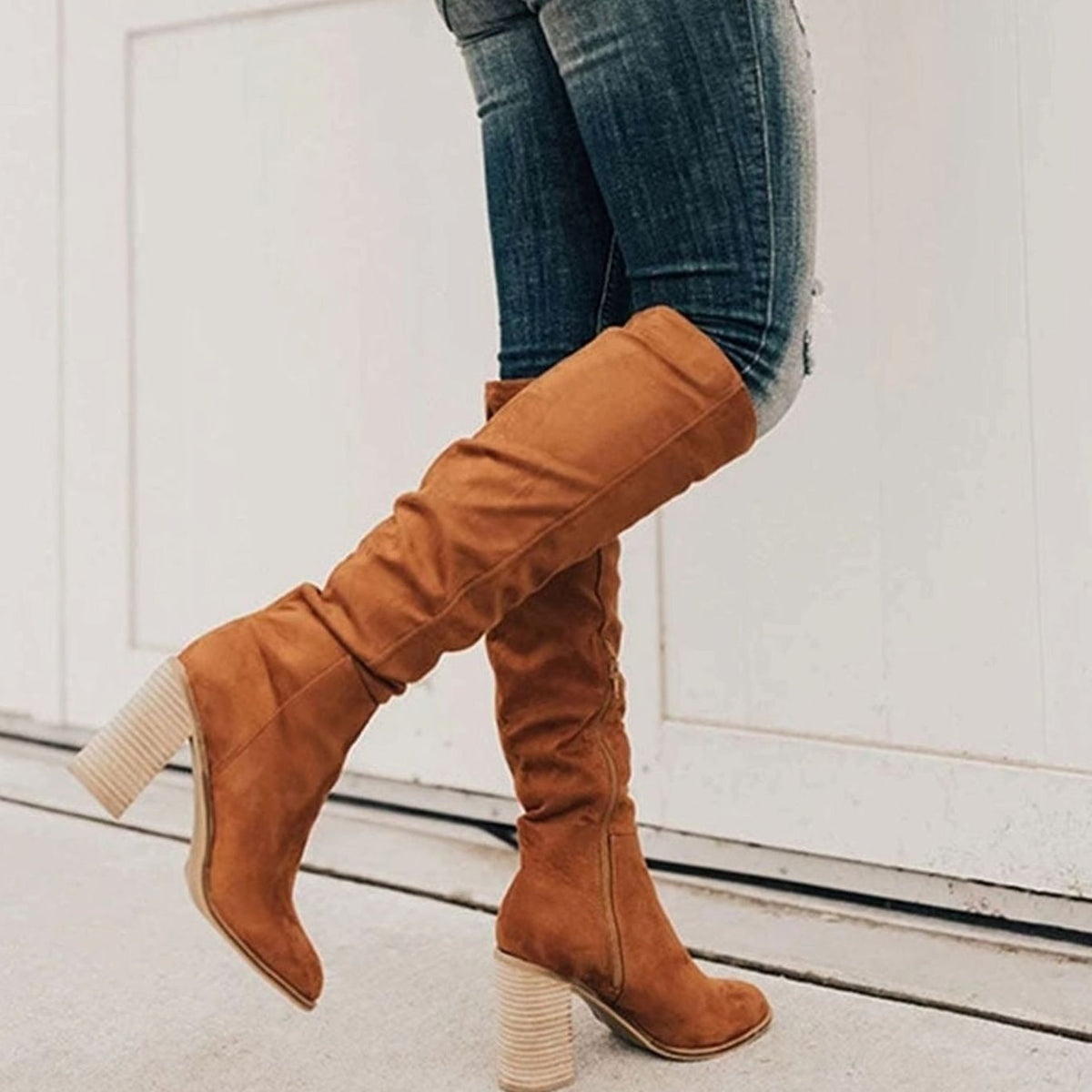 Women's Knee-High Block Heel Boots
