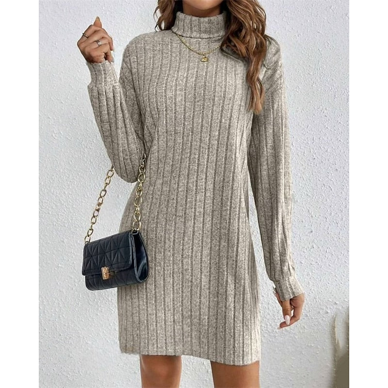 Imogen | Ribbed High-Collar Sweater Dress