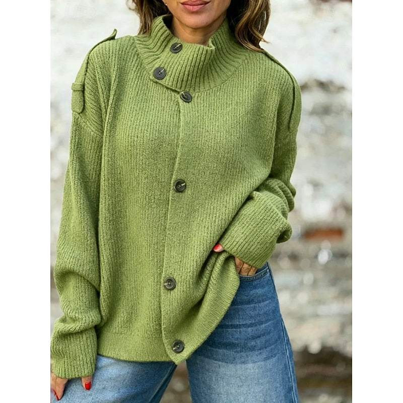 Isla | Stand Collar Cardigan with Button Front