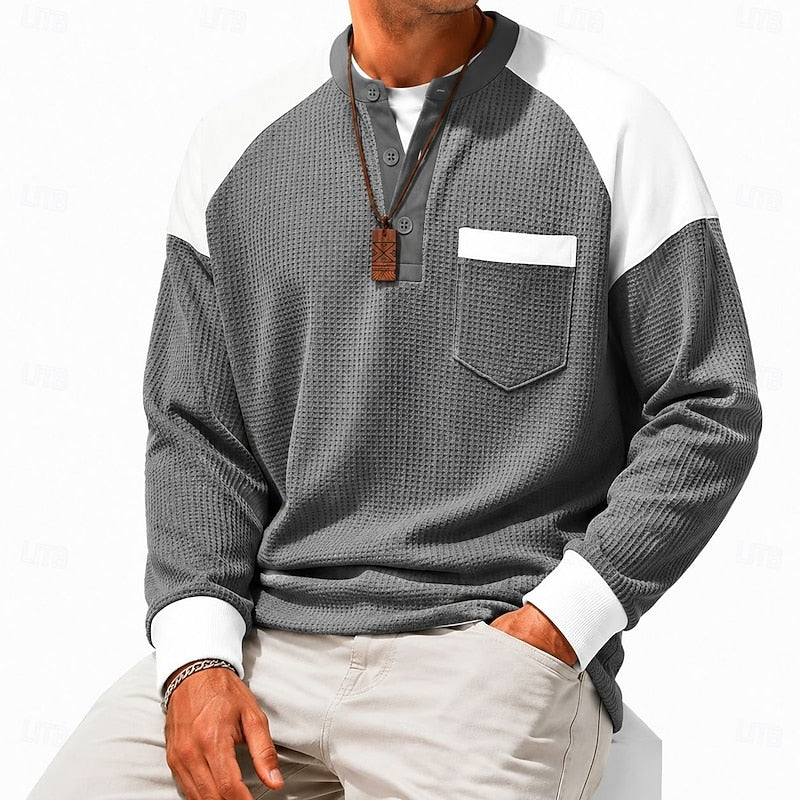 Ashton | Textured Long-Sleeve Henley Top