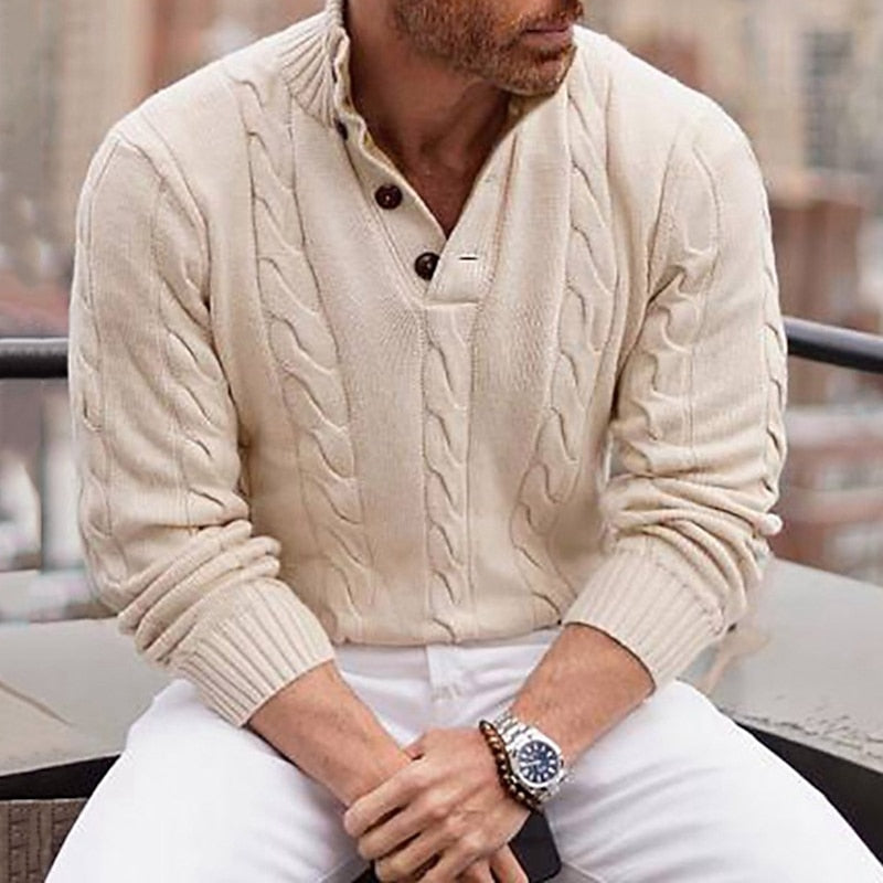 Cole | Cable Knit Henley Sweater