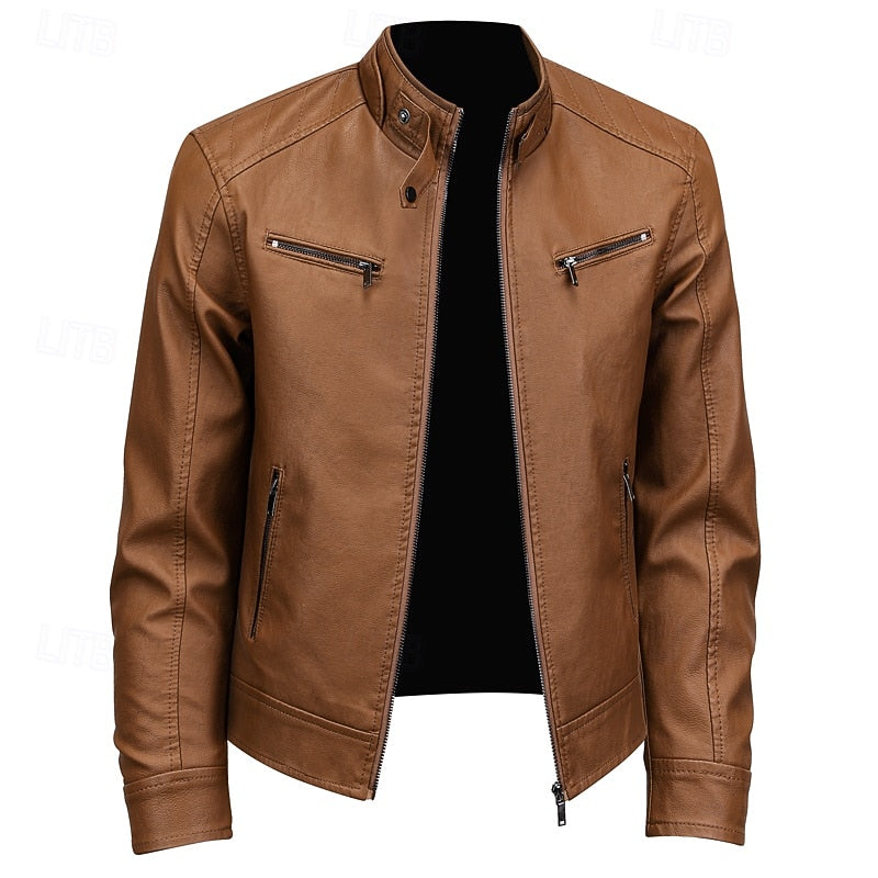 Caleb | Moto Jacket with Stand-Up Collar