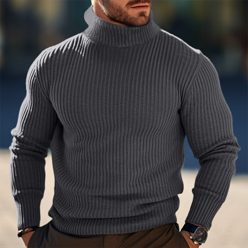 Alaric | Textured Ribbed Turtleneck Knit
