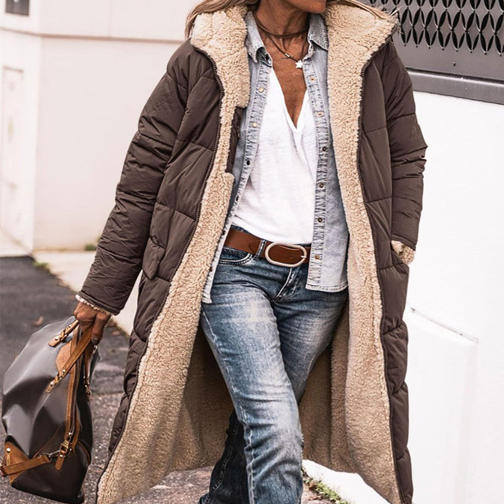Frida | Cozy Long Padded Coat with Teddy Lining and Hood