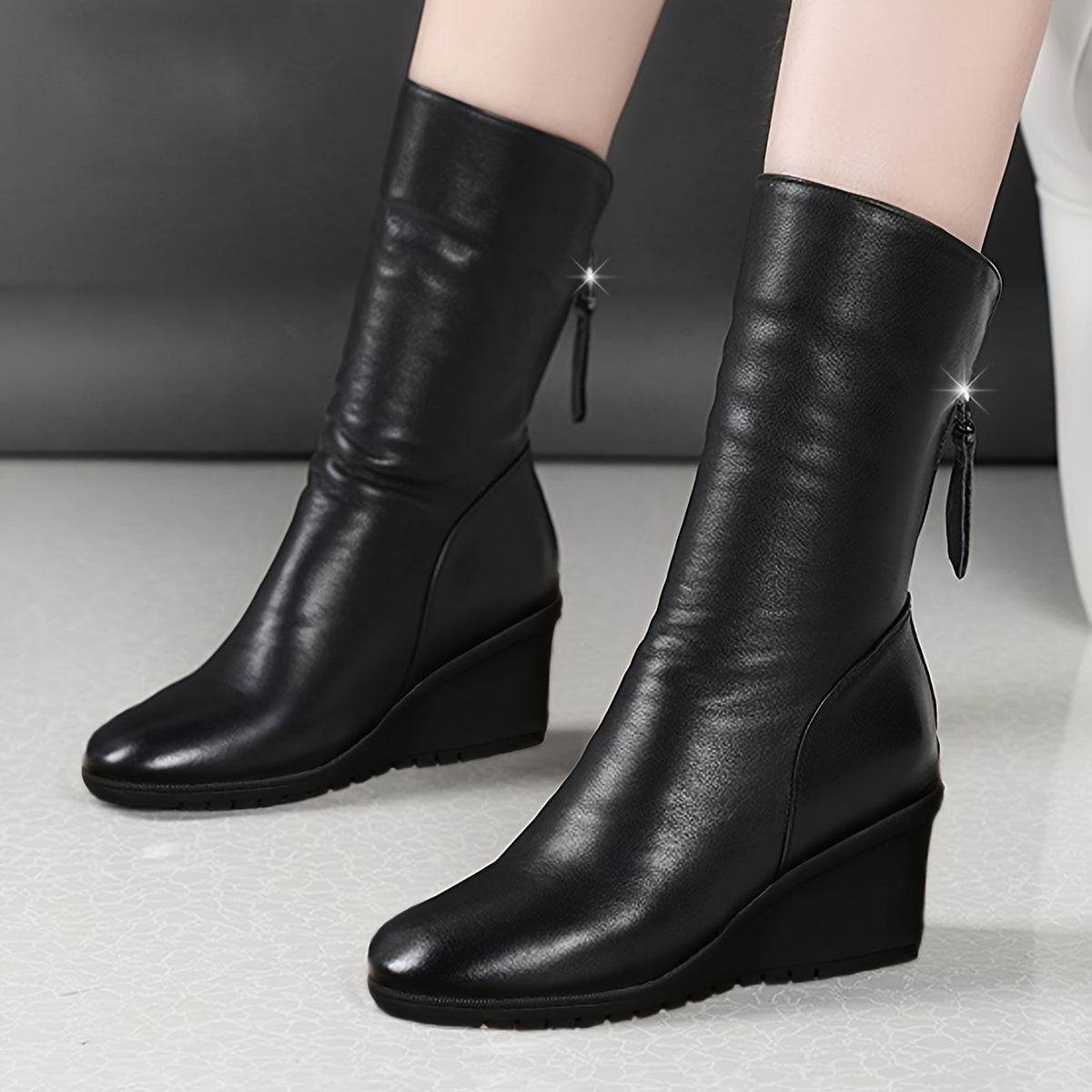 Ivy | Gathered Wedge Ankle Boots