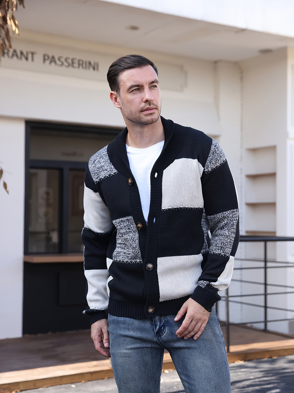 Callahan | Color-Blocked Button-Up Sweater