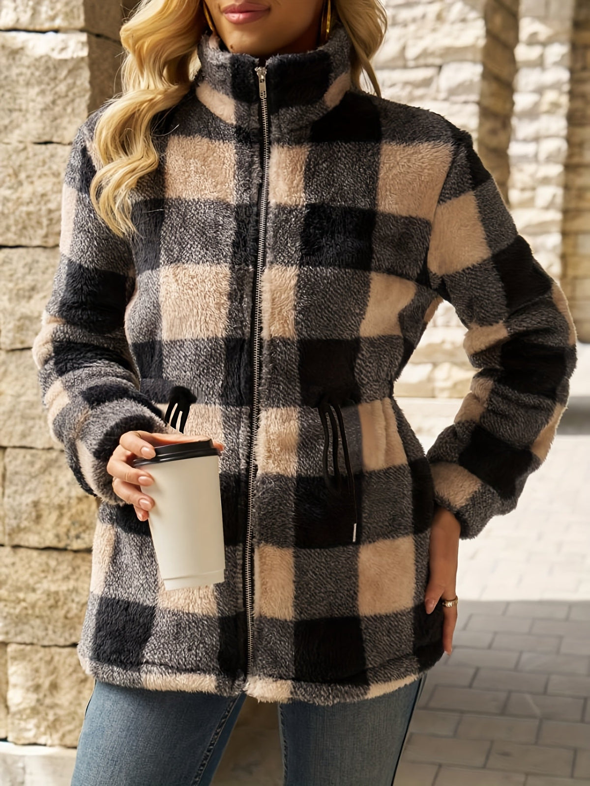 Leona | Cozy Plaid Hooded Jacket