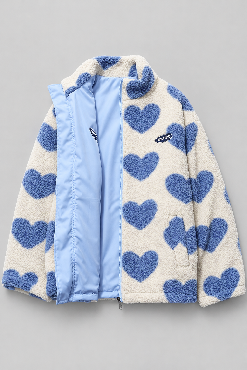 Cozy Everyday Reversible Jacket with Heart Pattern