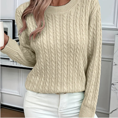 Anna | Soft and Elegant Round Neck Cable Knit Jumper