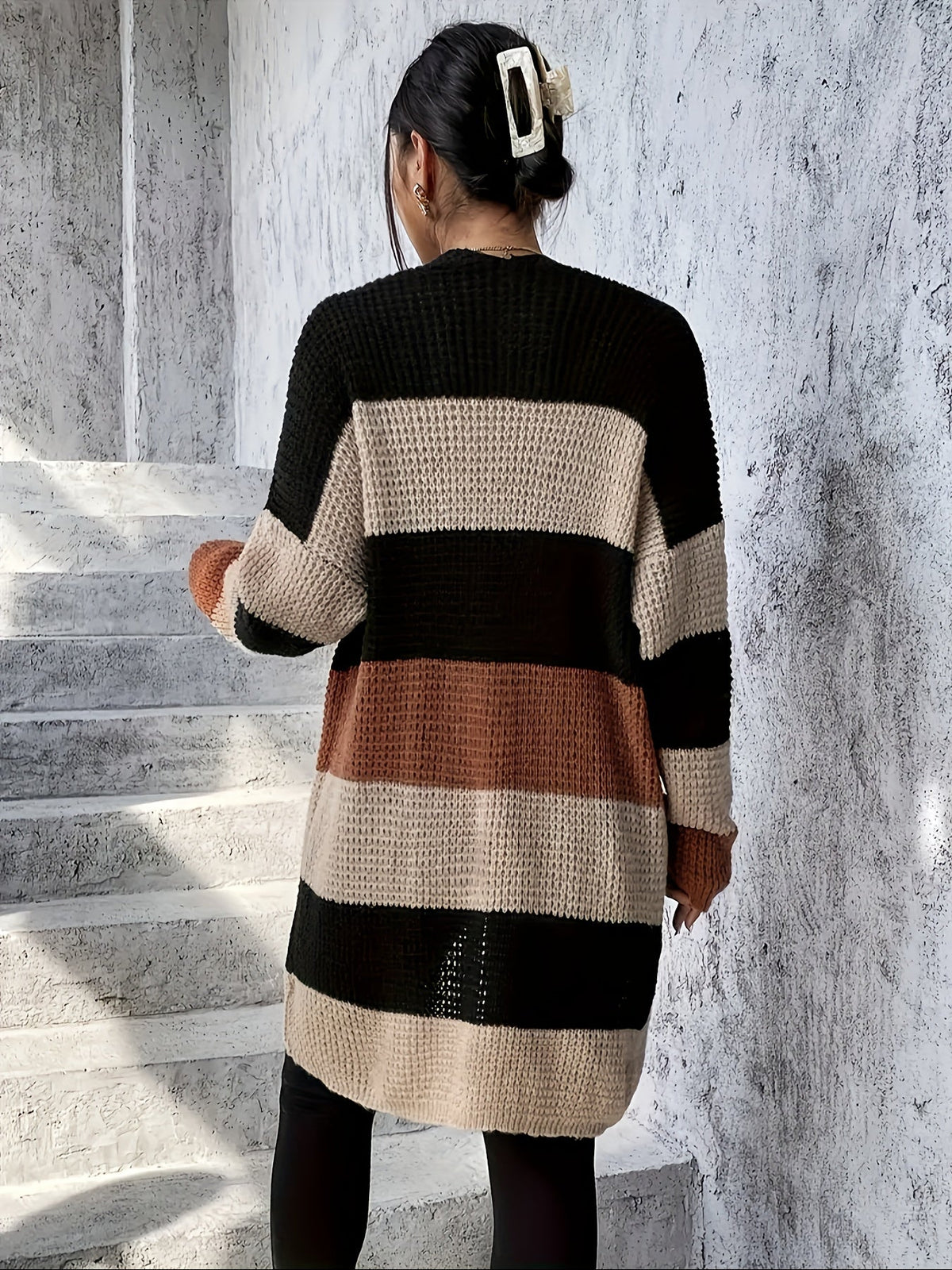 Bronwyn | Longline Cardigan with Color-Block Design