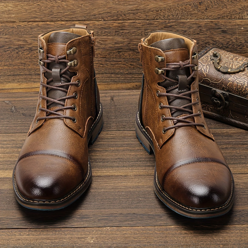 Wallace | Lace-Up Cap-Toe Boots