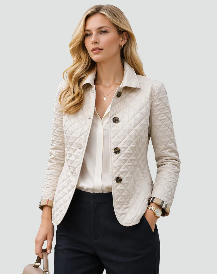 Quilted Women's Jacket with Check Pattern