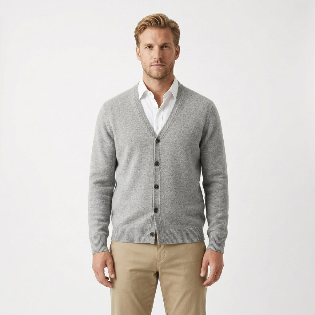 HOLLANDEN | MERINO WOOL V-NECK CARDIGAN FOR MEN