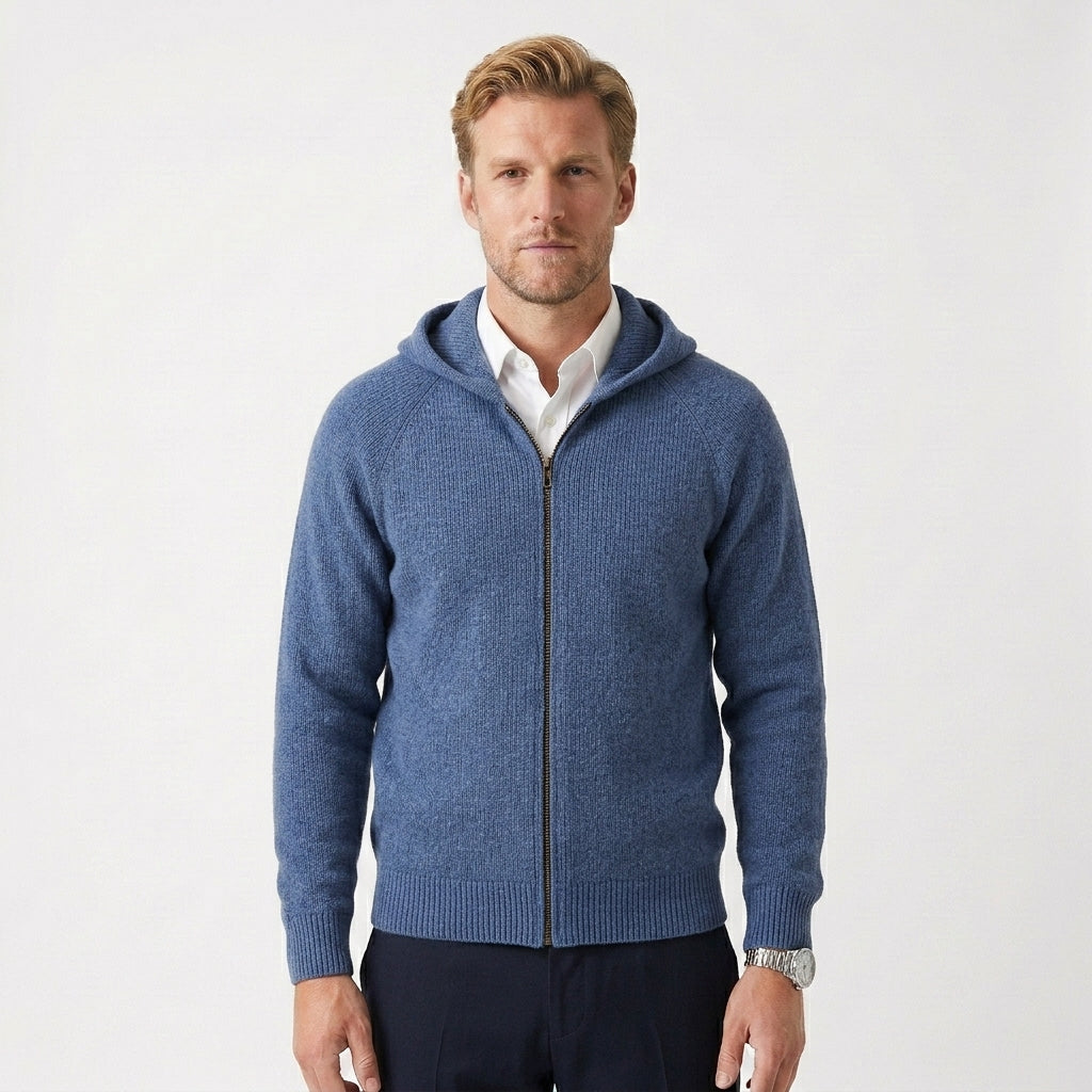 HOLLANDEN | MERINO WOOL CARDIGAN WITH HOOD FOR MEN