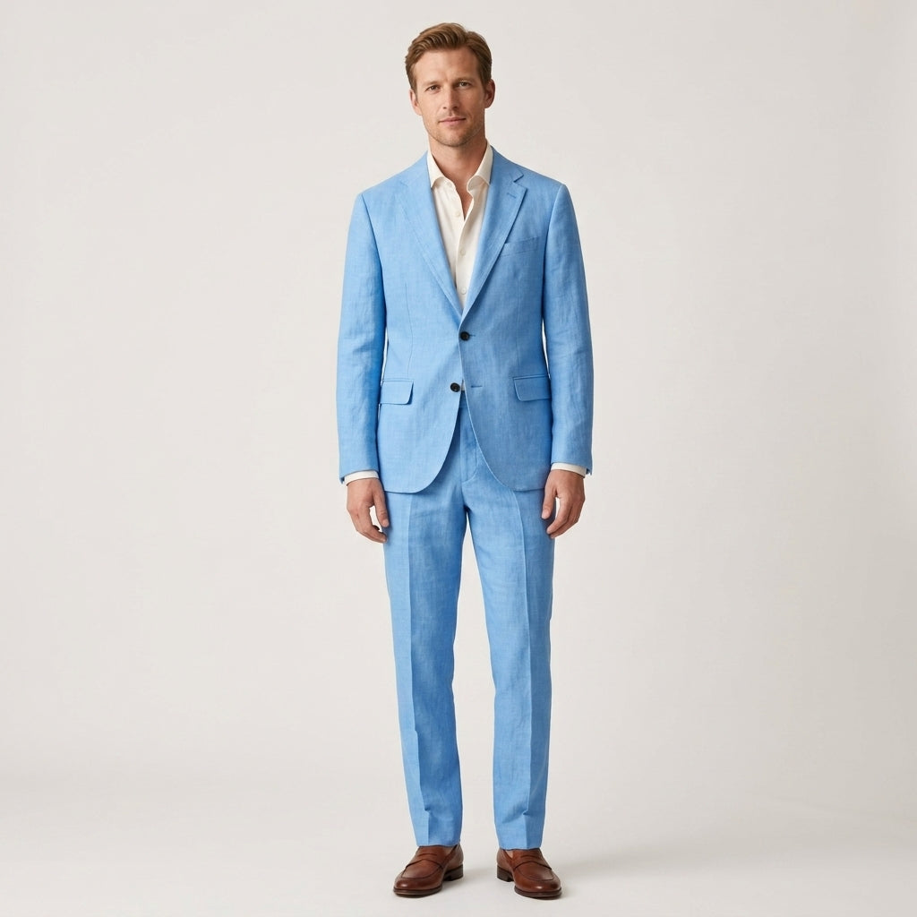 Suit with Notched Lapel and Flap Pockets for Men