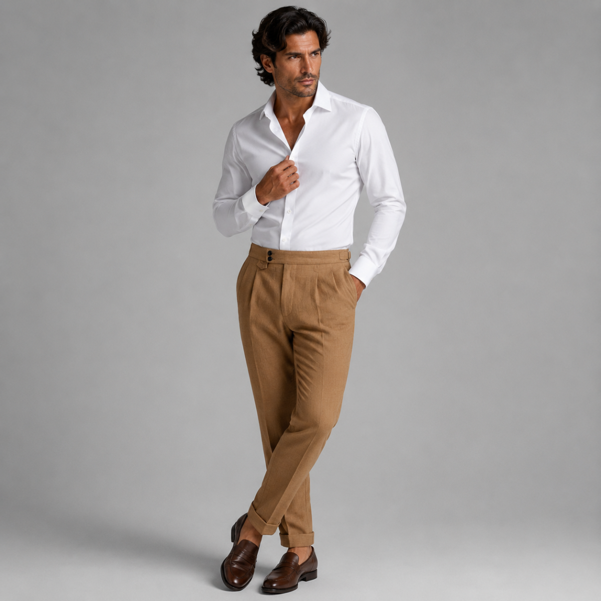 The Hobart Men’s Tailored High-Waisted Pleated Dress Trousers