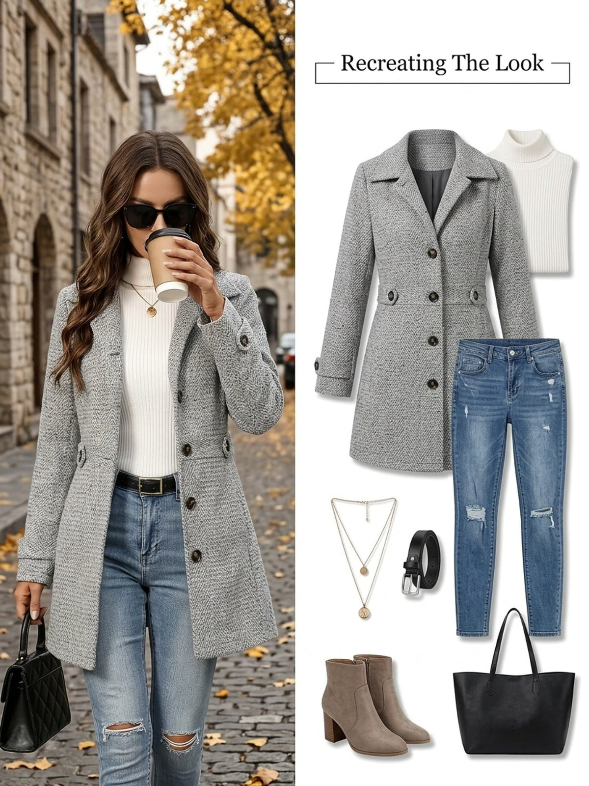 Kendra | Herringbone Coat with Waist-Defining Fit