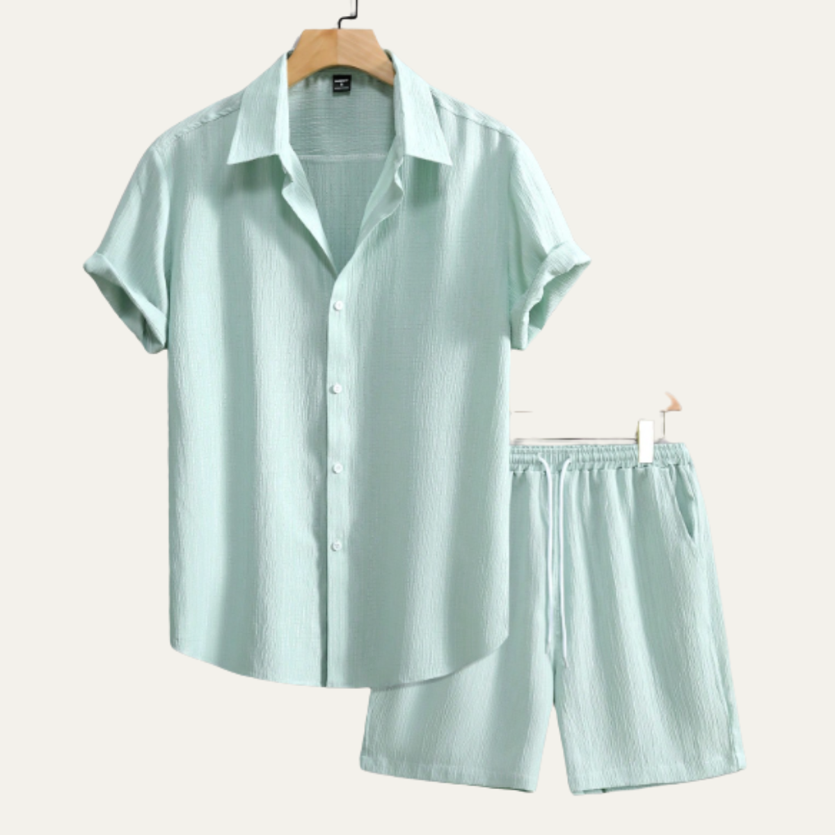 The Pinefield Men’s Summer Co-Ord Set – Button Up Shirt & Drawstring Shorts