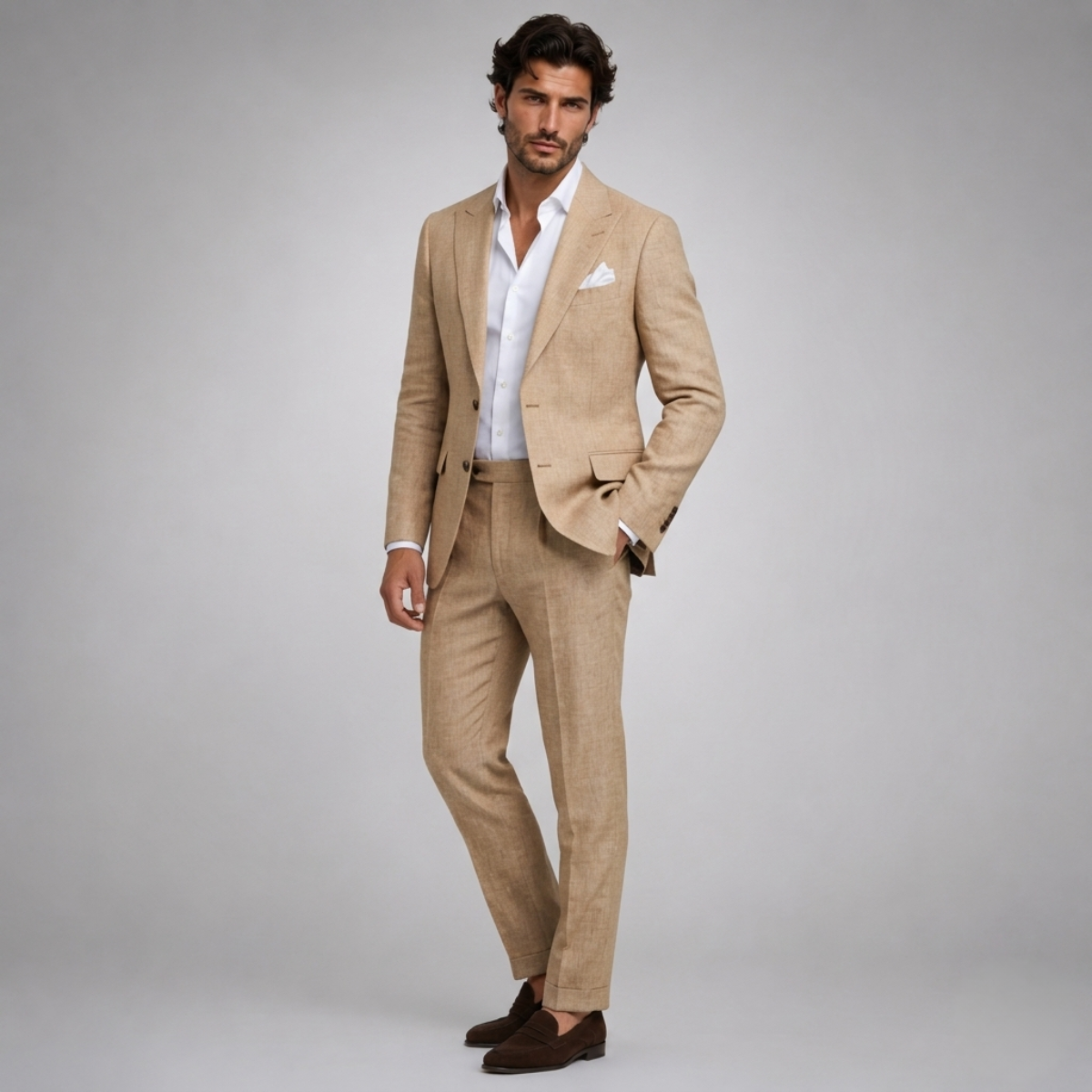 The Hillford Men’s Linen Slim Fit 2 Piece Suit – Blazer and Trousers