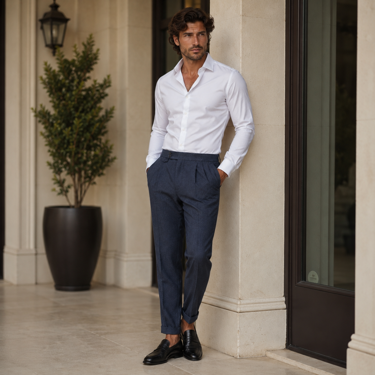 The Hobart Men’s Tailored High-Waisted Pleated Dress Trousers