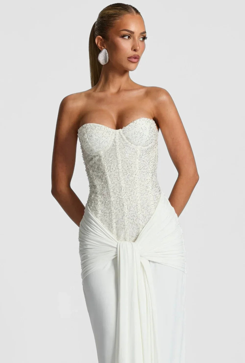 Strapless Evening Dress with Sequins for Ladies