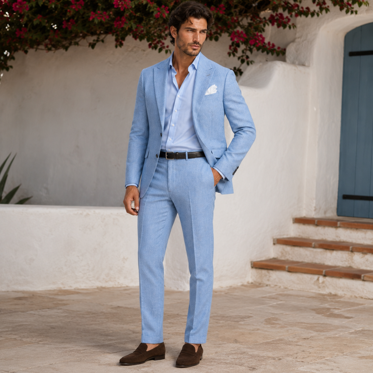 The Hillford Men’s Linen Slim Fit 2 Piece Suit – Blazer and Trousers