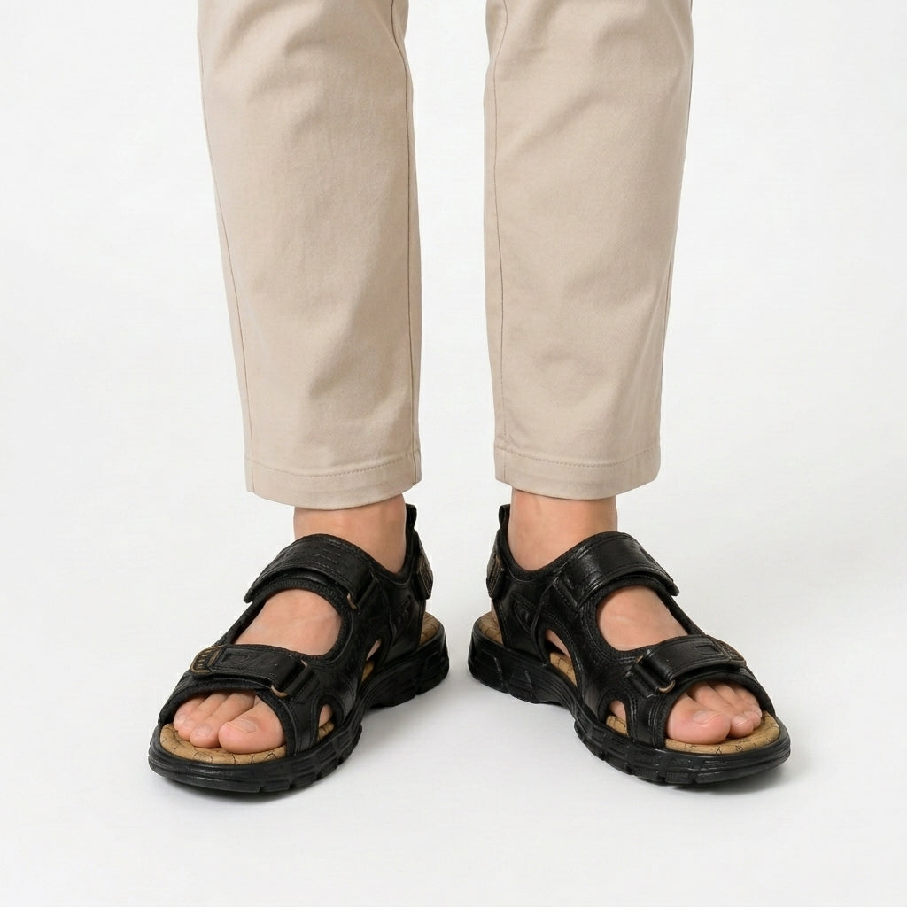 Comfort sandals with supportive footbed and adjustable fit for men