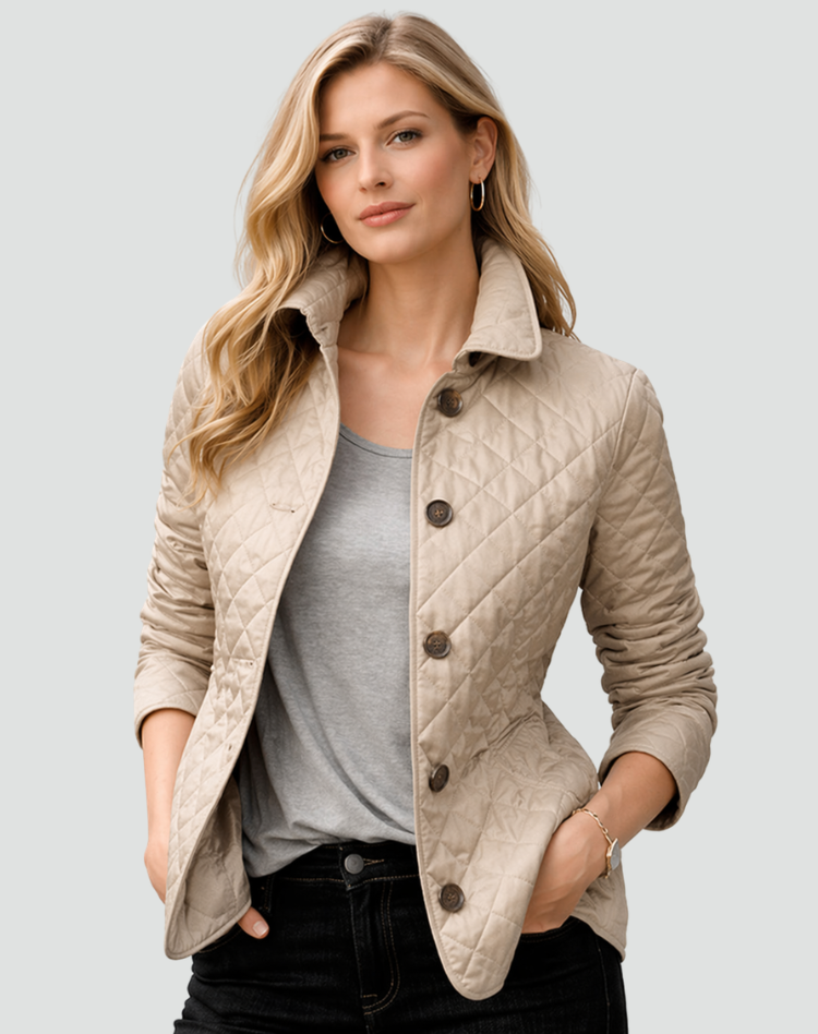 Ladies' Mid-Season Jacket Regular Fit Quilted with Collar and Buttons