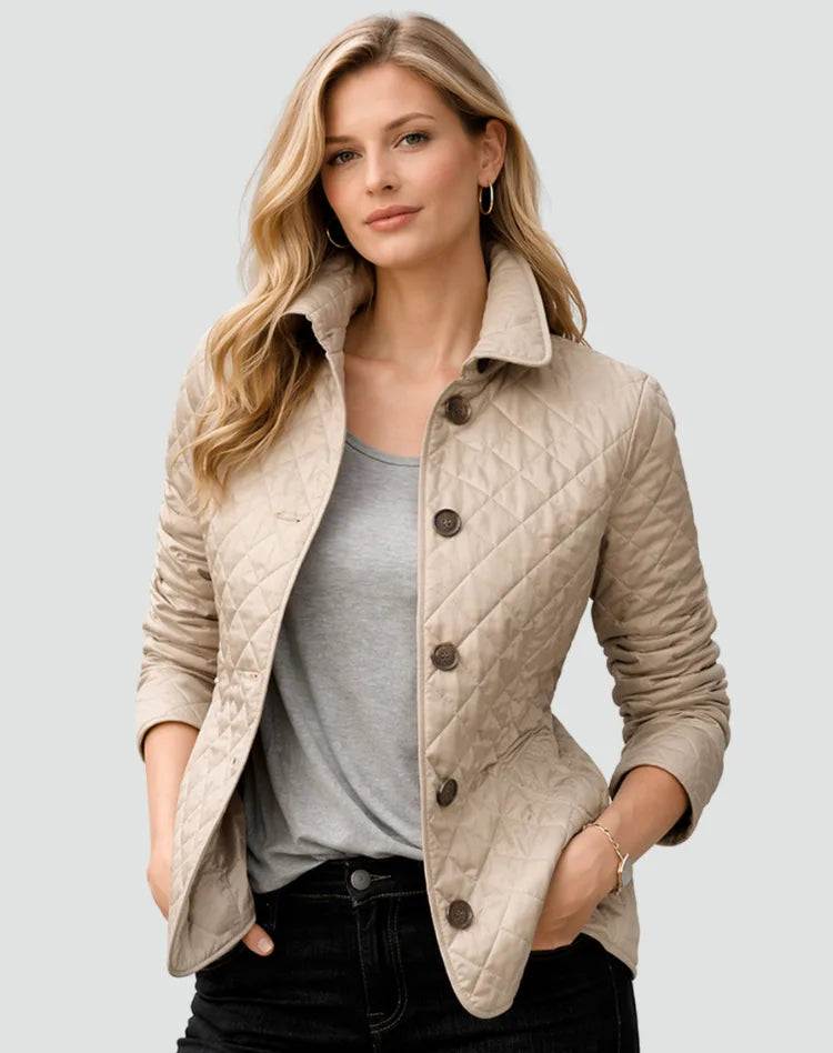 Quilted Women's Jacket with Check Pattern