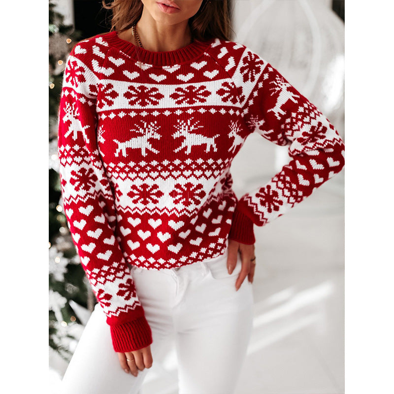 Karin | Women's Soft Jacquard Christmas Sweater with Reindeer and Snowflake Design