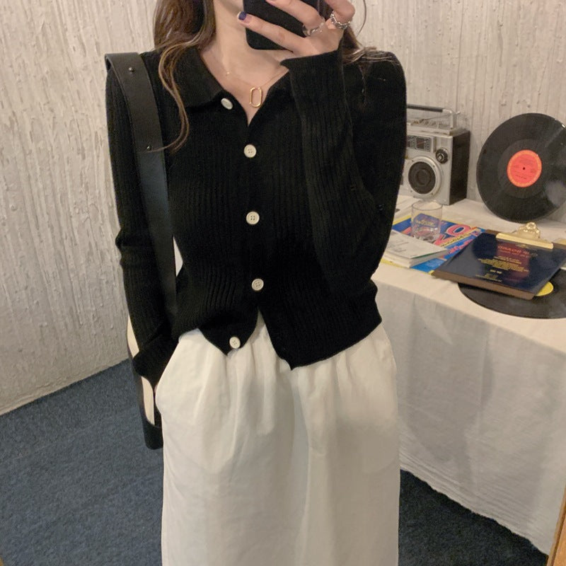 Women's Knitted Long Sleeve Button-Up