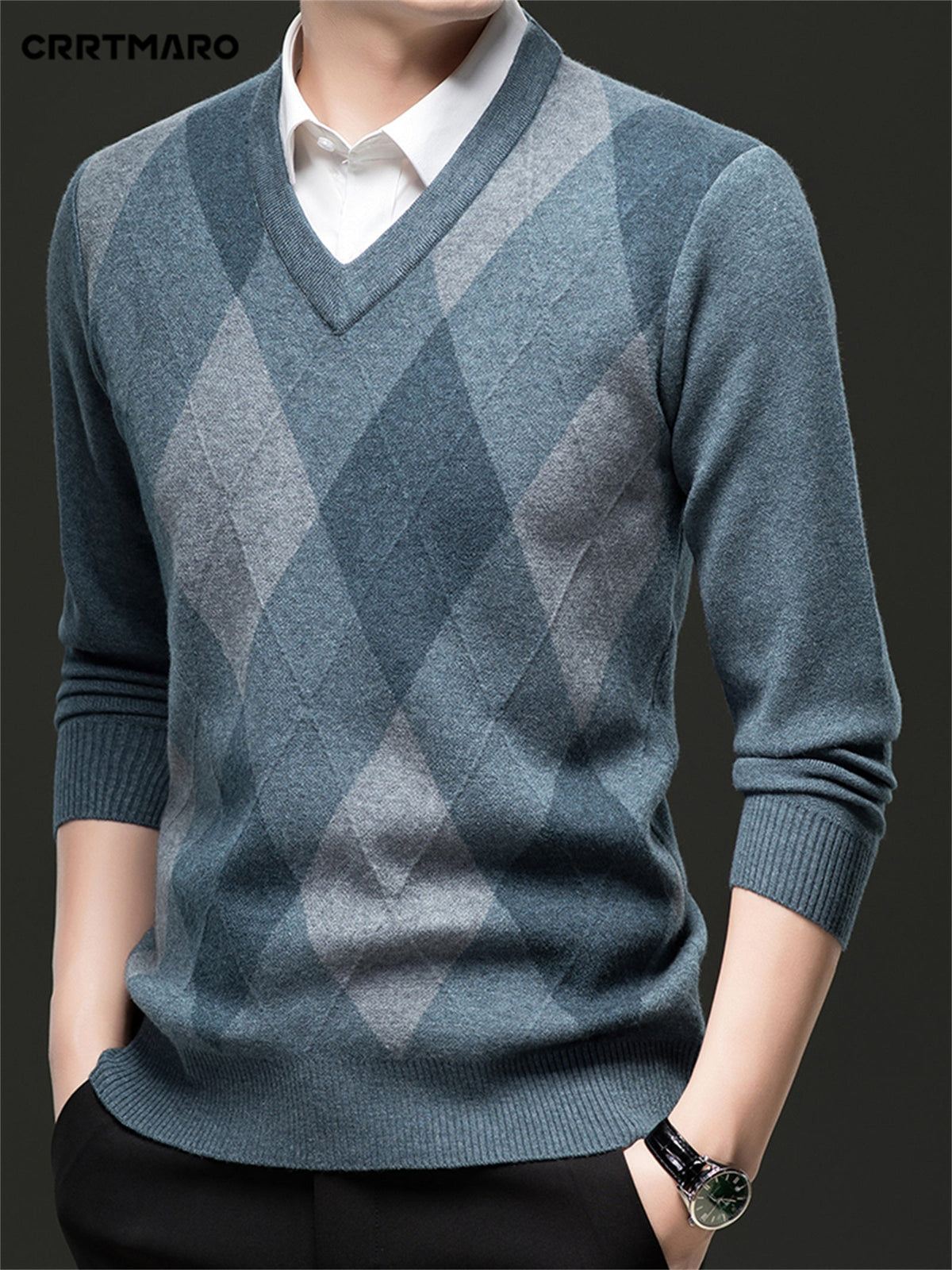 Ellis | Argyle V-Neck Sweater