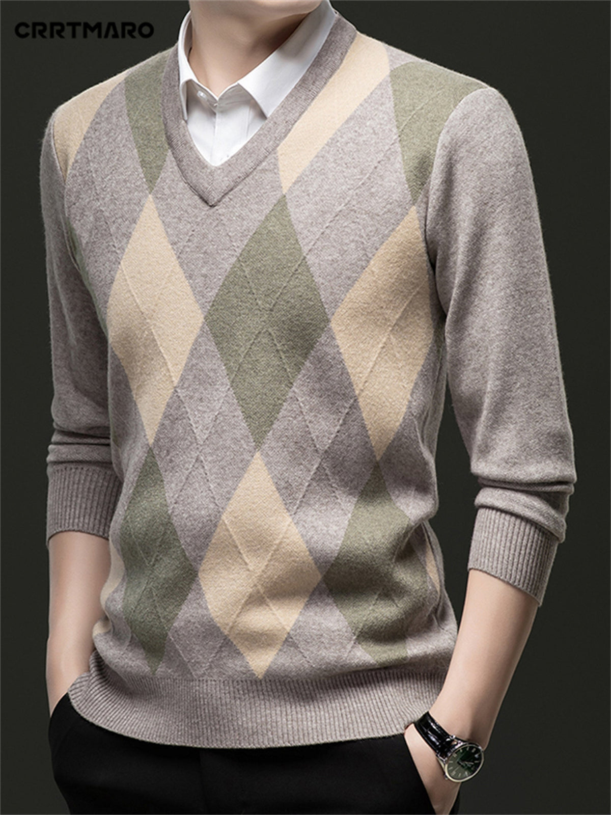 Ellis | Argyle V-Neck Sweater