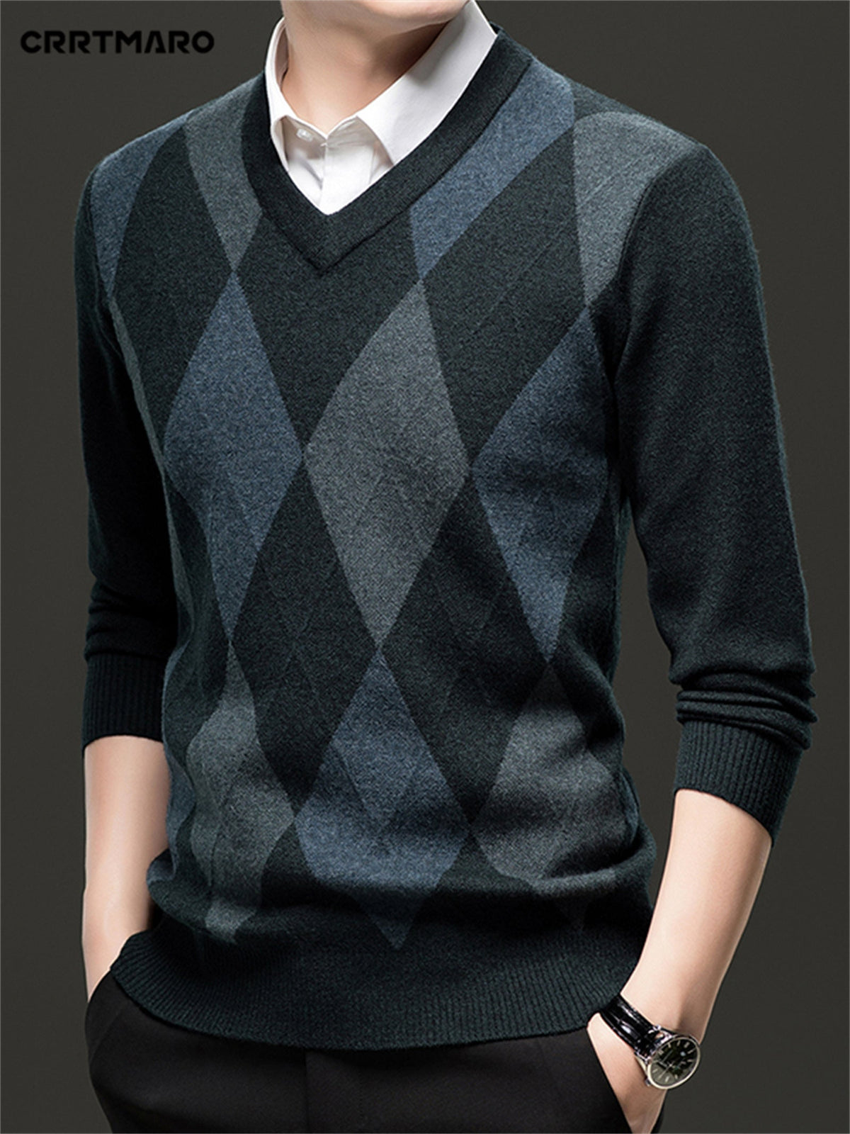 Ellis | Argyle V-Neck Sweater