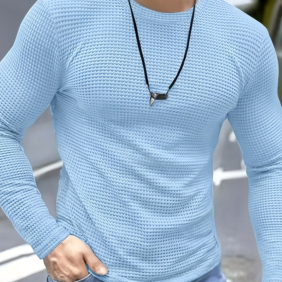 Frederick | Long Sleeve Top with Textured Waffle Knit