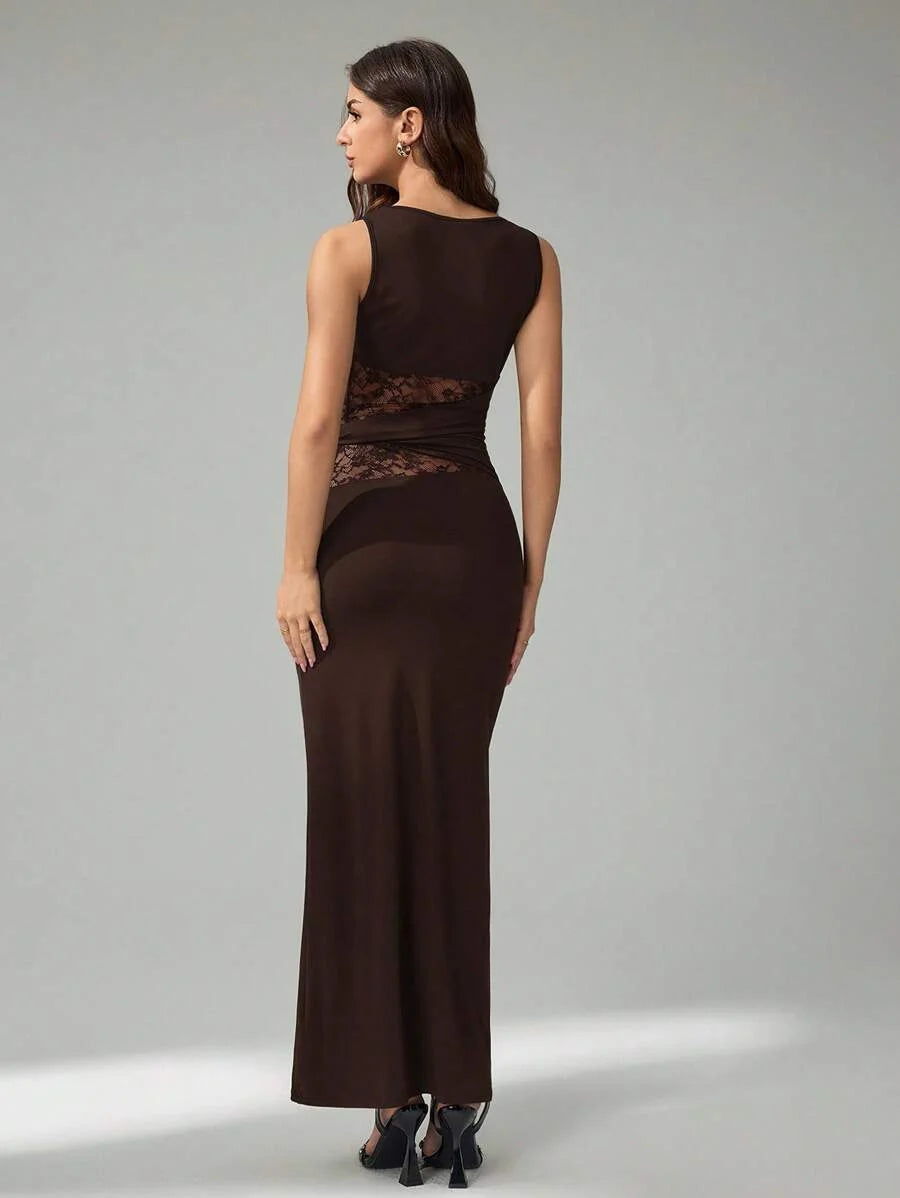 FRESH LABEL | Liva – Lace Detail Maxi Dress
