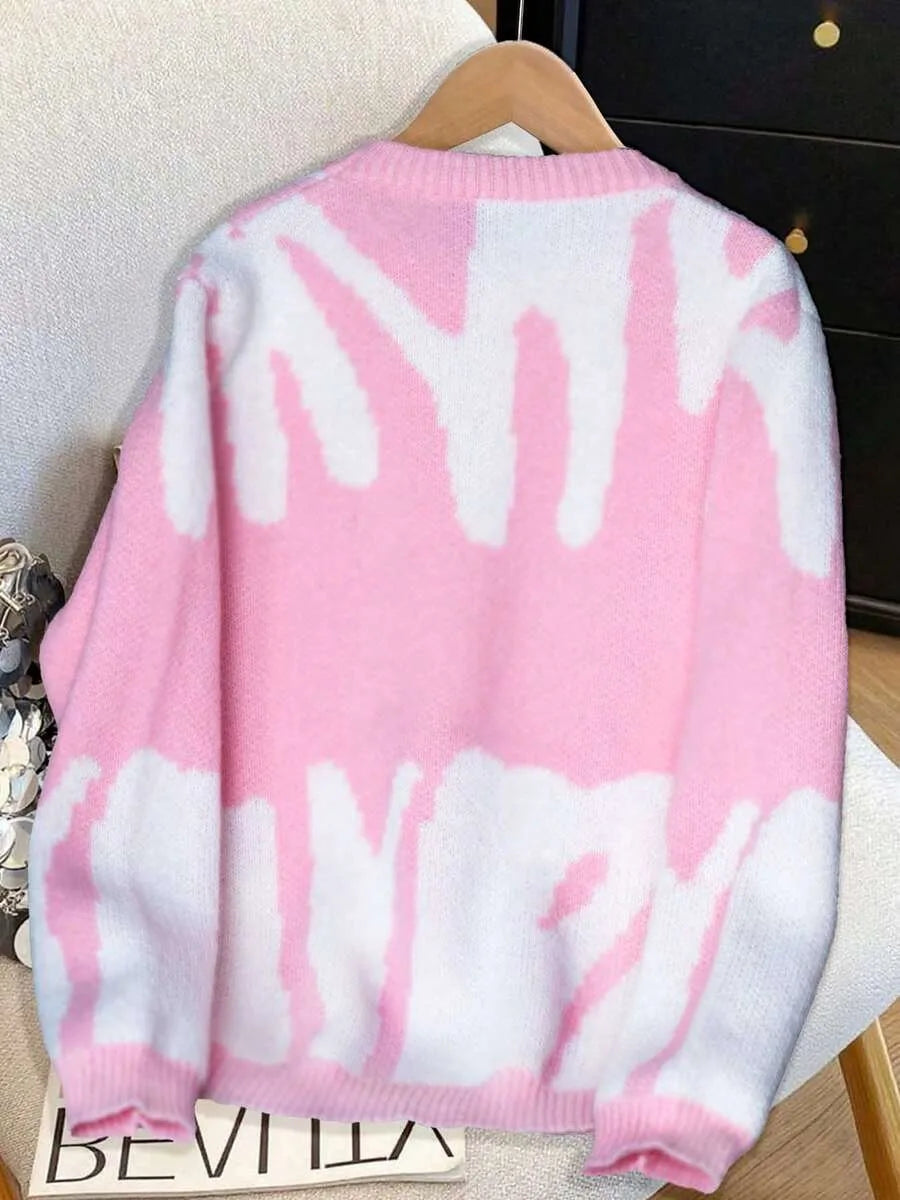 Knitted Ladies Sweater with Print