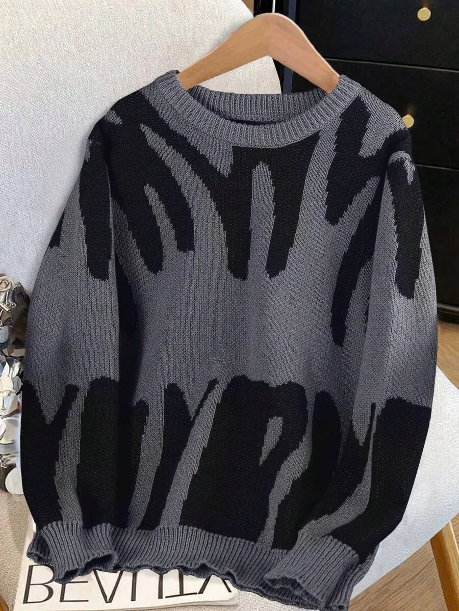 Knitted Ladies Sweater with Print