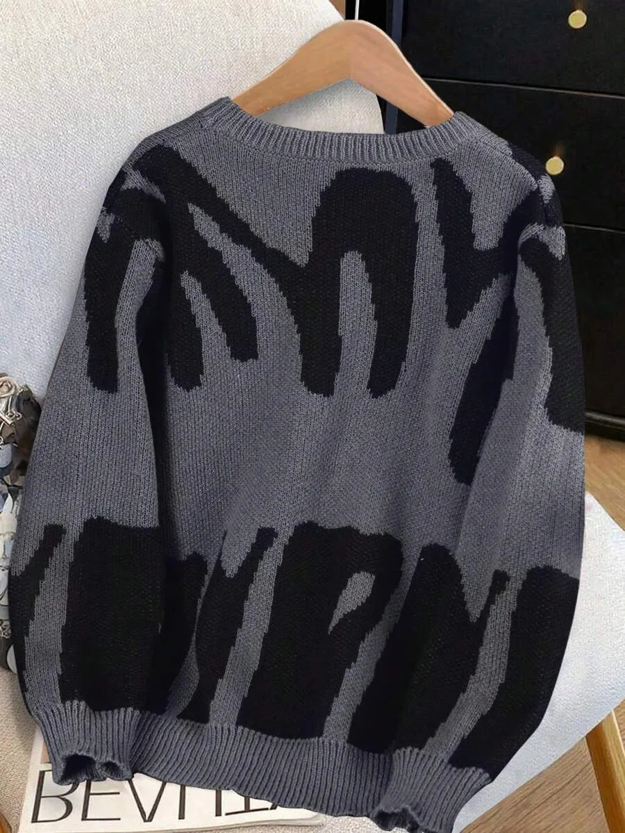 Knitted Ladies Sweater with Print