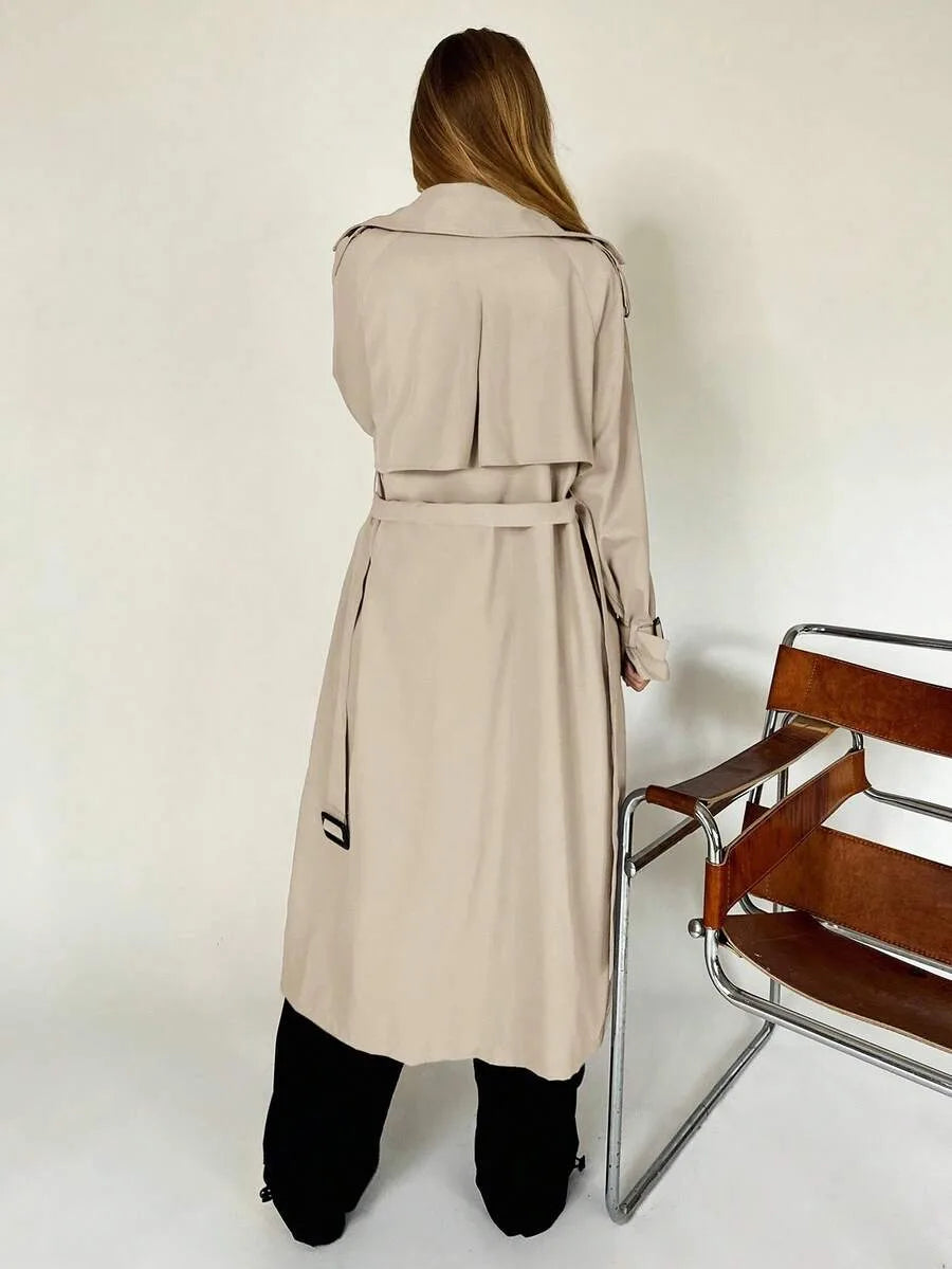 Long Trench Coat for Women with Belt