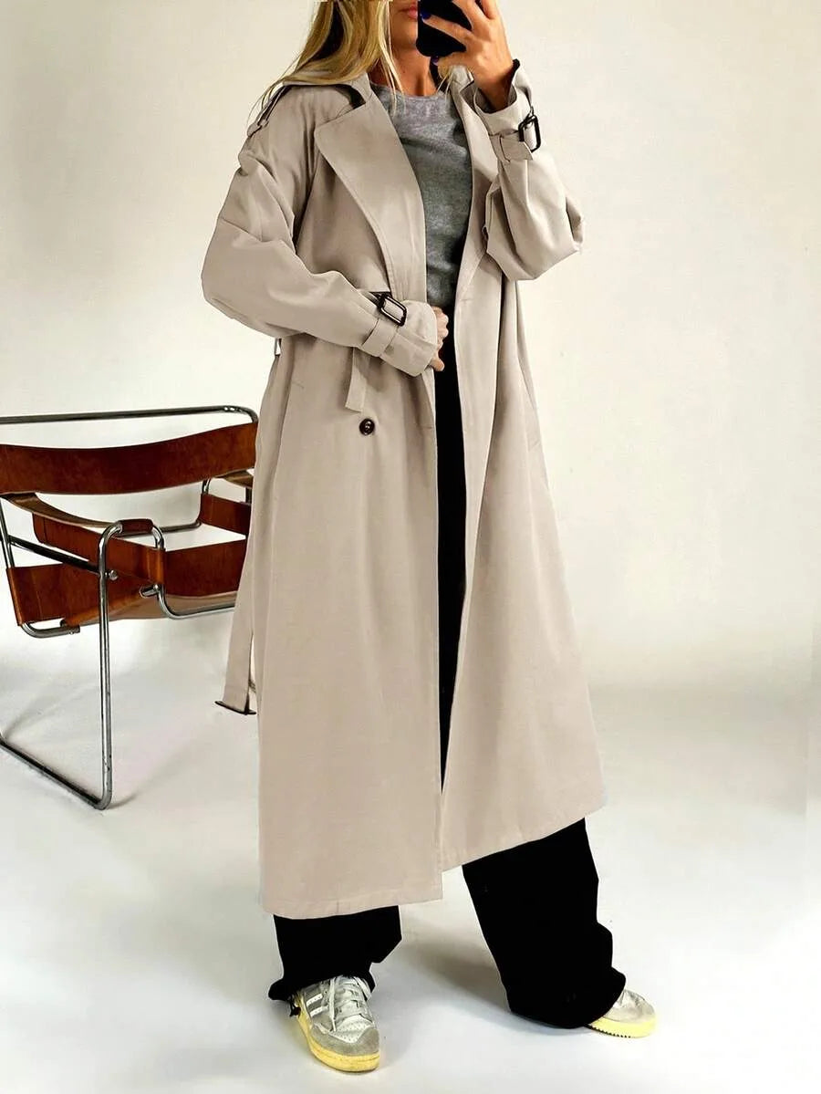 Long Trench Coat for Women with Belt