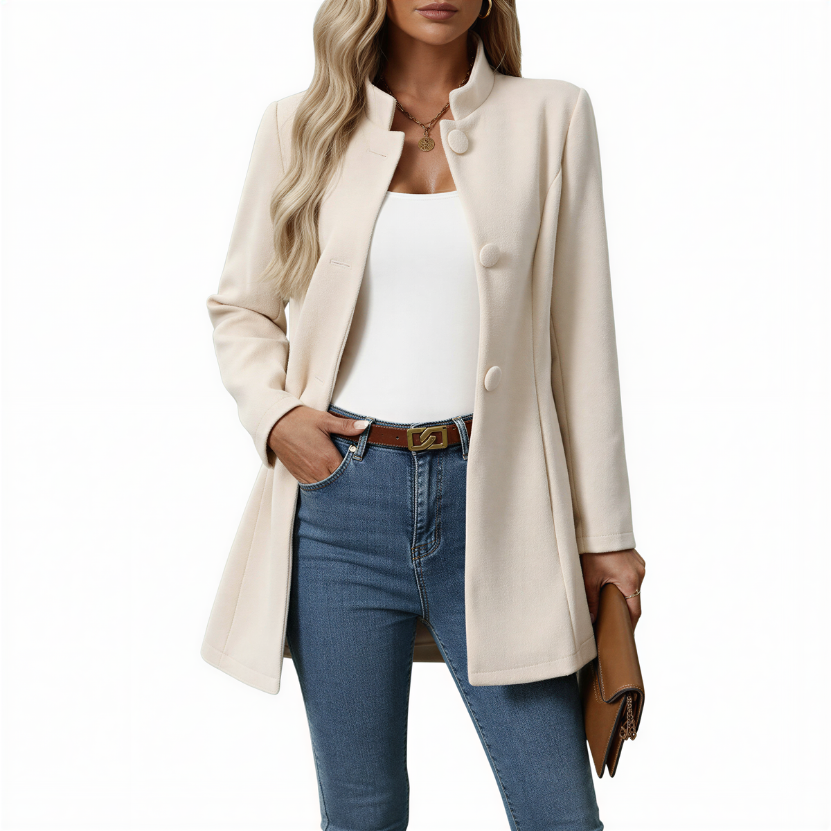 Hallie | Women's A-Line Coat with Button-Down Closure