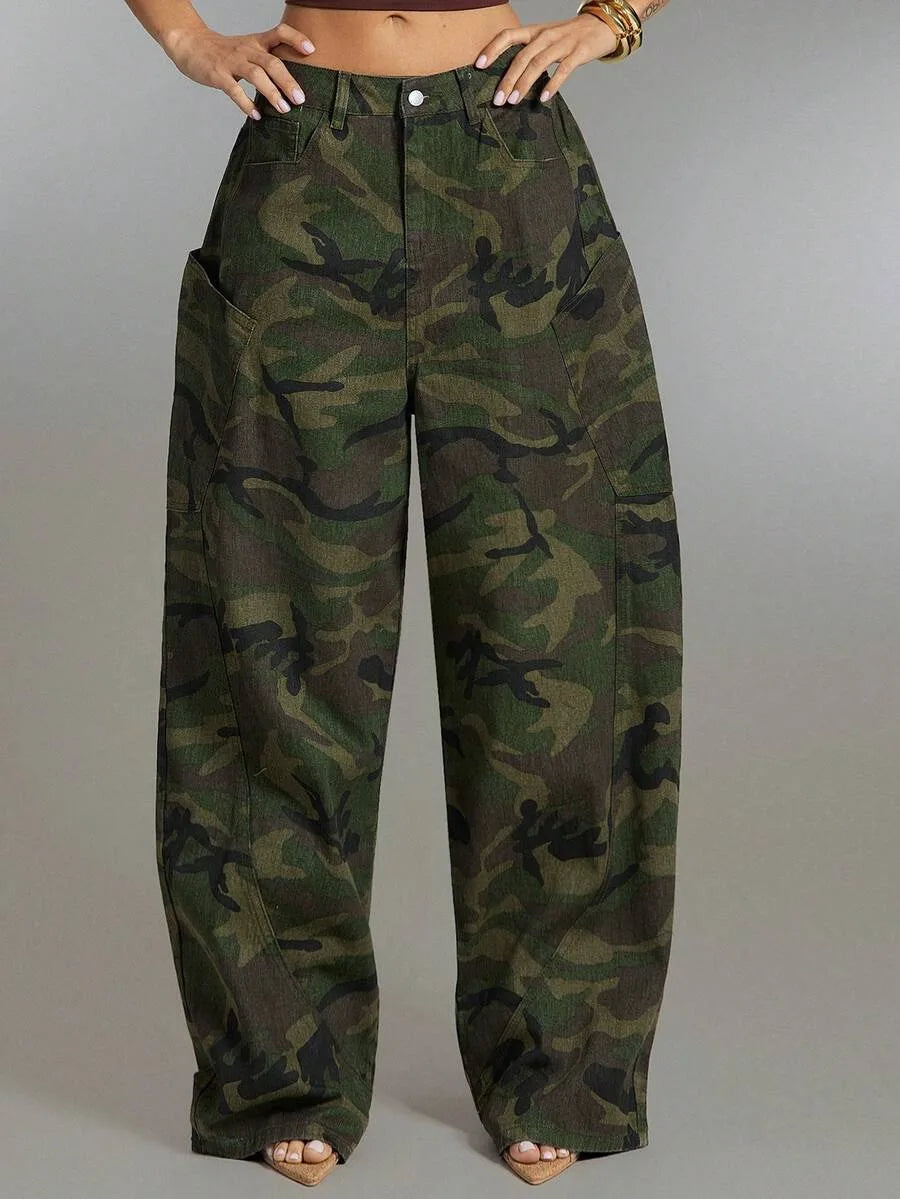 Camouflage Trousers Ladies Wide Leg