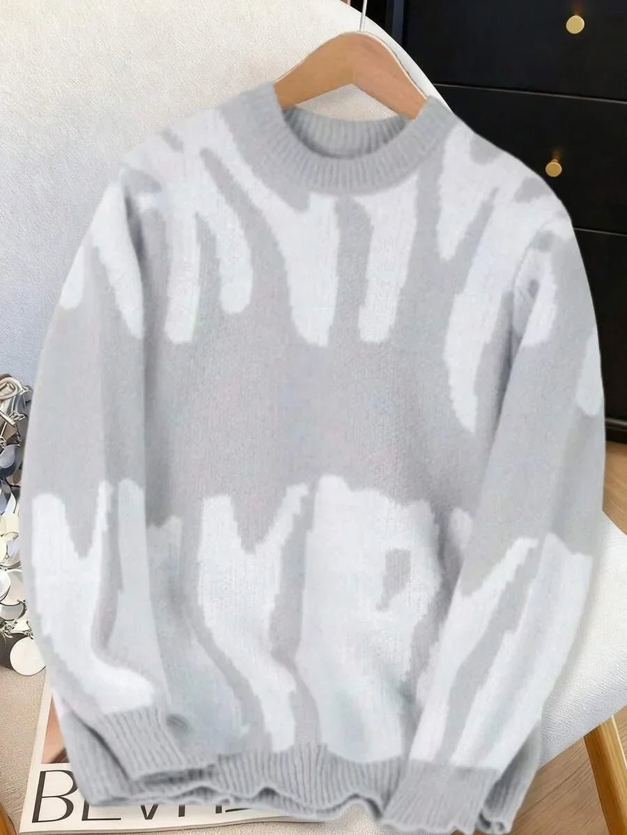 Knitted Ladies Sweater with Print